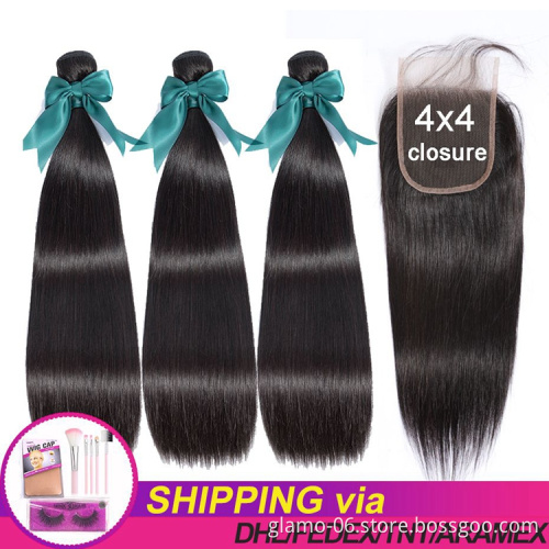 Brazilian Virgin Hair Water Wave Bundles With Closure 4 Pcs Lot Brazilian Hair Weave Wet And Wavy Human Hair 3 Bundles With Lace